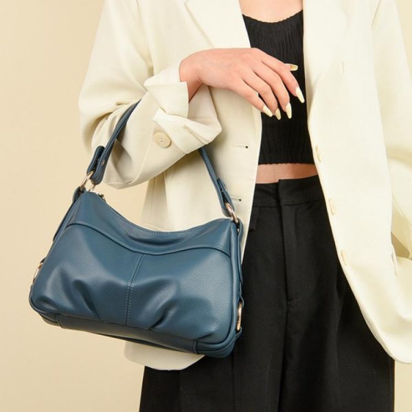 Practical large capacity soft leather shoulder crossbody bag